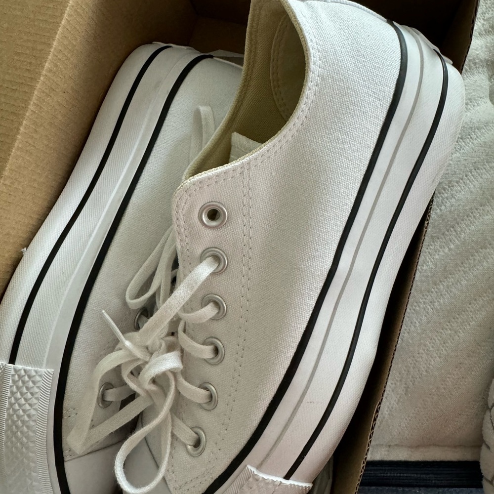 Converse White Canvas Sneakers with Black Accents